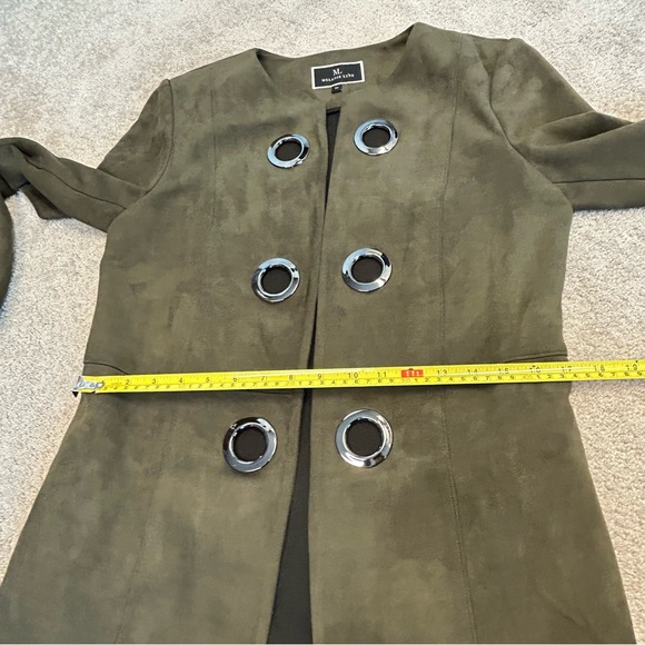 Melanie Lyne forest green faux suede grommet blazer dress coat Sz 10 NWOT - Picture 11 of 14